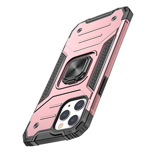Housse de protection en TPU avec support de bague magnétique pour iPhone 12 Pro Max 6,7” - Or Rose