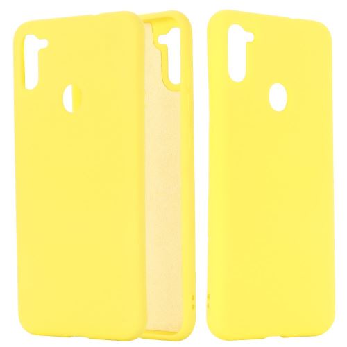 Coque en silicone liquide jaune pour votre Samsung Galaxy A11