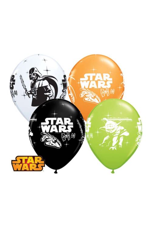 Sachet De 6 Ballons Dark Vador™ Et Yoda™ 11 28 Cm Qualatex© - Multicolores - Diamètre: 11 / 28 cm