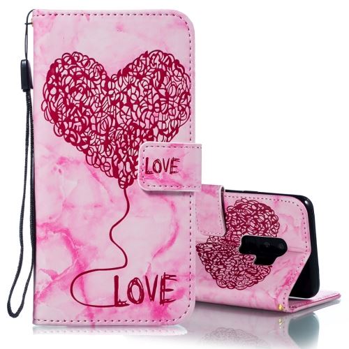 Galaxy S9+ Housse Etui Cuir Pu Marbré Rose Als88949