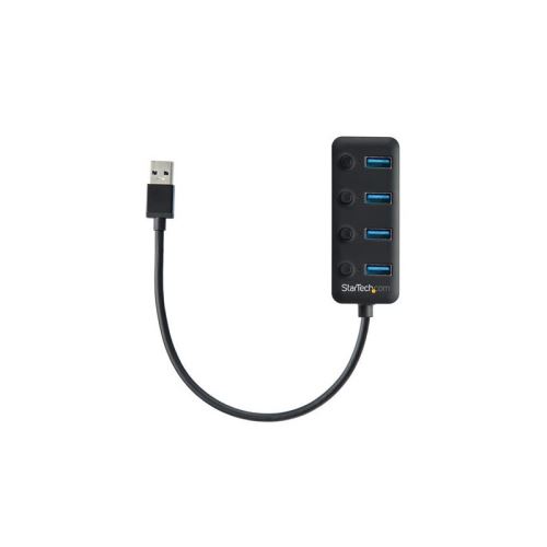 STARTECH Hub USB 3.0 à 4 ports avec interrupteurs marche/arrêt