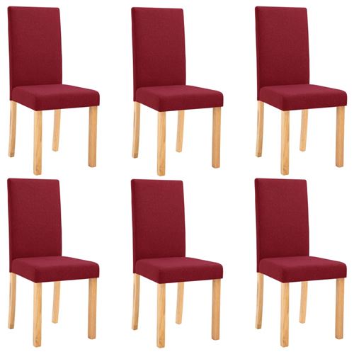 vidaXL Chaises de salle à manger 6 pcs Rouge bordeaux Tissu