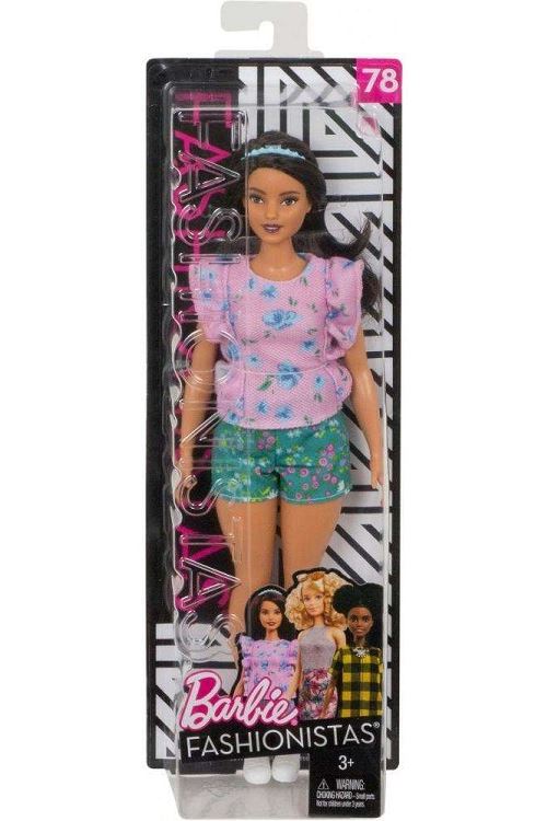 Coffret poupee barbie fashionistas isla : short vert et top floral - poupee mannequin