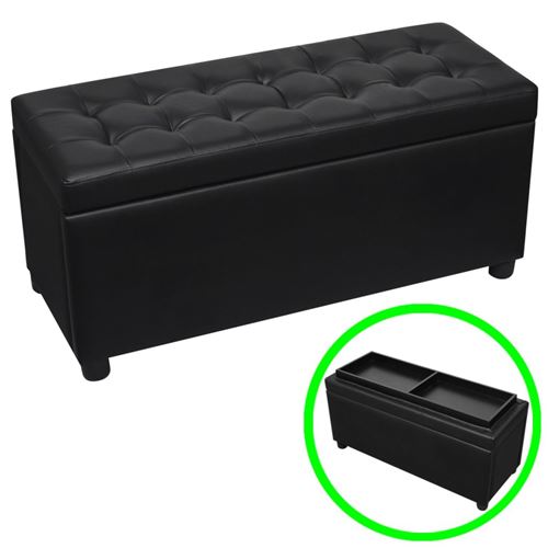 Chunhe Pouf de rangement Cuir synthétique Noir AB242407