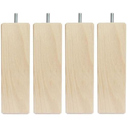 Jeu De Pieds Carres En Bois - L 7 X L 7 X H 14,5 Cm - Lot De 4