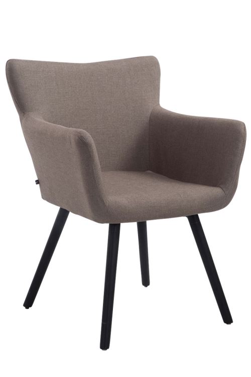 Chaise visiteur Antwerpen tissu - Pieds Noir - Siège Taupe