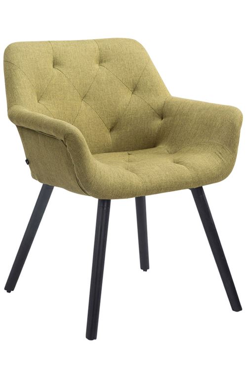 Chaise de Salle à manger Cassidy en Tissu - Chaise design scandinave - Assise capitonnée - Piètement Bois de Chêne Noir - Couleur Vert