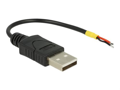 Delock - Câble USB - USB (M) pour câble 2 fils - USB 2.0 - 5 V - 10 cm - noir