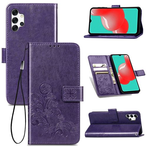 MPFRANCE Housse pour Samsung Galaxy A32 5G Violet [Fleur de Lys]