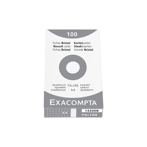 EXACOMPTA Fiches bristol, A7, quadrillé, blanc