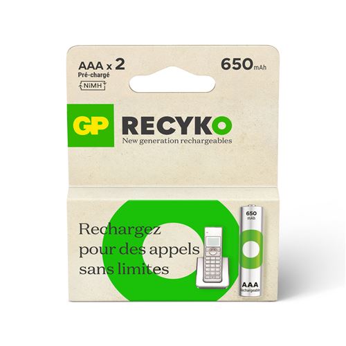GP : 2 accus AAA 650 mAh ReCyko+ Pro