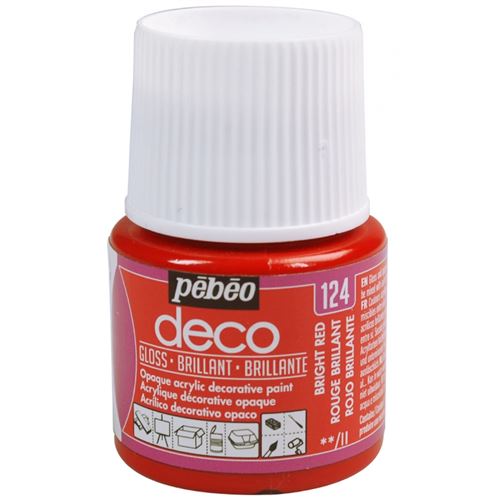 Peinture acrylique opaque brillante - rouge brillant - 45 ml 092-124