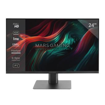 Moniteur 24" IPS FHD Mars Gaming MV-24, 120Hz HDR10 1ms, FreeSync et G-SYNC, Haut-parleurs Intégrés, Noir - 1