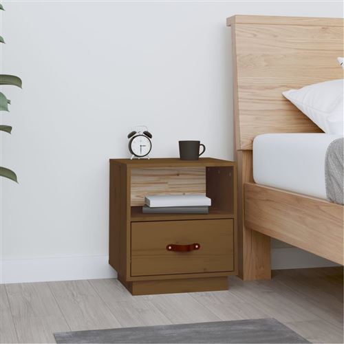 VIDAXL - Table de chevet - Bois de pin - Marron miel - 40x34x45 cm - Image 2
