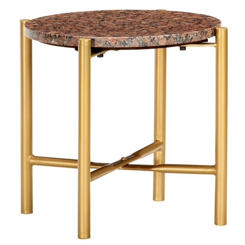 vidaXL Table basse Marron 40x40x40 cm Pierre véritable texture marbre