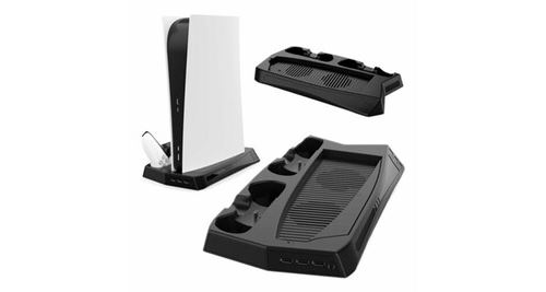 Support de chargeur à double contrôleur avec ventilateur refroidissement pour consoles numériques et standard ps5 - noir