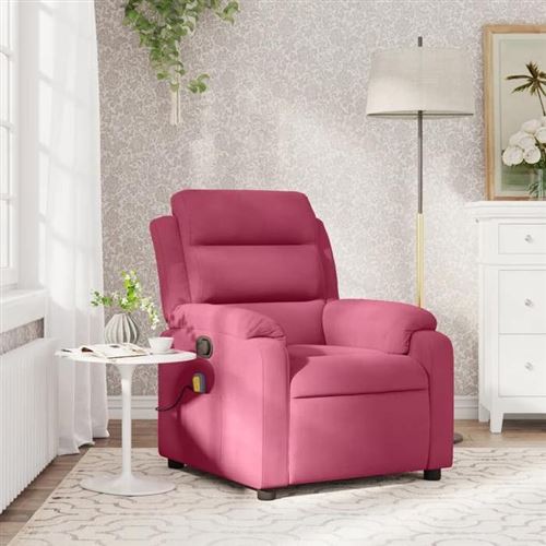 VIDAXL - Fauteuil de massage - Fauteuil de relaxation - Velours - Bordeaux - Image 2