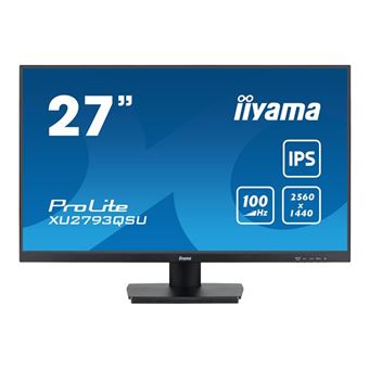 iiyama ProLite XU2793QSU-B7 - Écran LED - 27" - 2560 x 1440 QHD @ 100 Hz - IPS - 300 cd/m² - 1300:1 - 1 ms - HDMI, DisplayPort - haut-parleurs - noir, mat