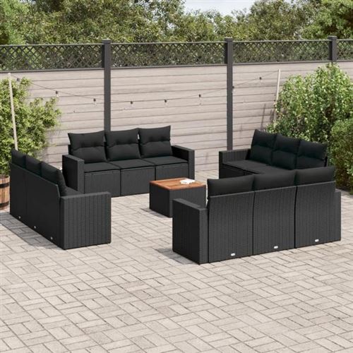 Non Communiqué Noir Salon De Jardin Modulable Vidaxl Resine Tressee 13 Pieces 62 X 55 X 69 12 Personnes