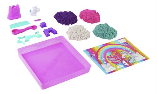 Kinetic Sand – Coffret Pâtisserie Licorne 453 G Avec Sable Pailleté Et Néon, Moules Inclus