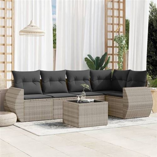 Non Communiqué Gris Vidaxl Salon De Jardin Avec Coussins 6 Pcs, Canapés De Terrasse, Ensemble De Meubles De Patio, Mobilier D'extérieur, 3253679