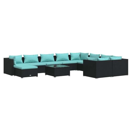Non Communiqué Noir Salon De Jardin Vidaxl Resine Tressee 9 Personnes 11 Pieces