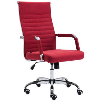CLP Chaise de bureau Amadora avec hauteur réglable et Pied en métal , Rouge/Tissu - 1