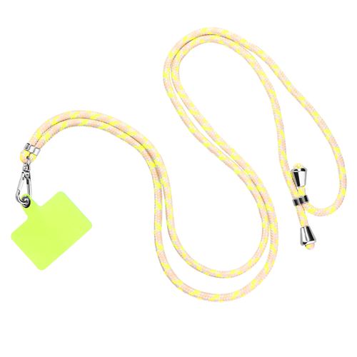 Cordon pour Smartphone Universel Coque et Étui Nylon Tressé Réglable 90cm Avizar gris et jaune