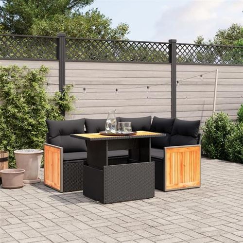 Non Communiqué Noir Vidaxl Salon De Jardin Avec Coussins 5 Pcs, Canapés De Terrasse, Ensemble De Meubles De Patio, Mobilier D'extérieur, 3273939