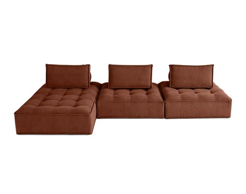 BestMobilier - Canapé d'angle modulable Marisol - 4 places - Velours - Terracotta - Image 2