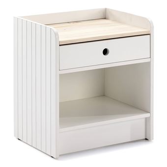 Chevet 1 Tiroir 1 Niche Bois et Blanc - CARLA - ALTOBUY - 1