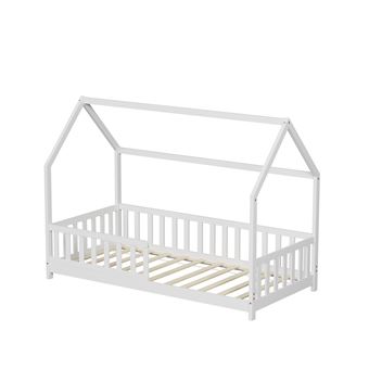 MINEA - Lit cabane avec barrière TCHOUPI 90x190 cm (matelas non inclus) - 1
