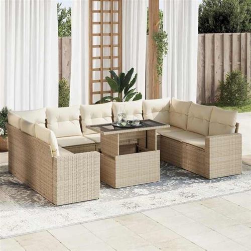 Non Communiqué Beige Ensembles Canapes. Fauteuils Et Tables De Jardin Vidaxl Resine Tressee 10 Pieces X 65.5 X 69 9 Personnes