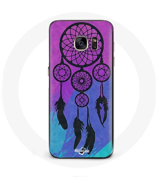 Coque pour Samsung Galaxy S6 Attrape Rêve Noir Fond Bleu et Violet Maniacase