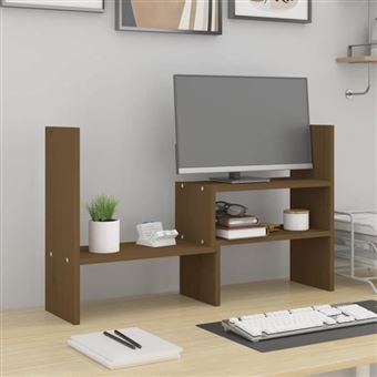 vidaXL Support de moniteur Marron miel (39-72)x17x43 cm Bois de pin 814012 - 1