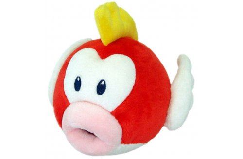 Peluche super mario : 23 cm - mocchi-mocchi tete cheep cheep - doudou classique licence enfant - poisson rouge - pour mario