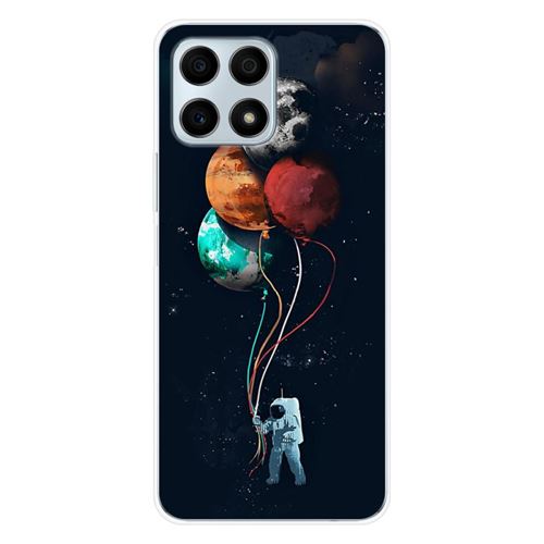 Coque en silicone imprimée compatible Huawei Honor X8A Cosmonaute aux Ballons