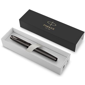Stylo plume Parker IM Monochrome, Gris acier, plume moyenne, encre bleue, Coffret cadeau