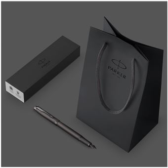 Stylo plume Parker IM Monochrome, Gris acier, plume moyenne, encre bleue, Coffret cadeau