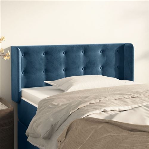 vidaXL Tête de lit avec oreilles Bleu Foncé 83x16x78/88 cm Velours