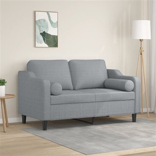 Non Communiqué Gris Clair Vidaxl Canapé 2 Places Avec Oreillers 120 Cm Tissu3200837