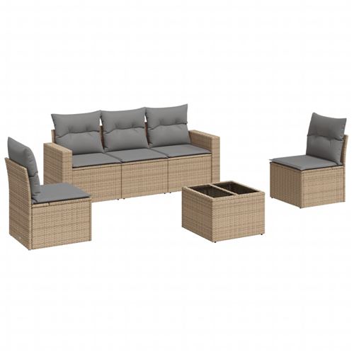 Non Communiqué Beige Salon De Jardin Vidaxl 6 Pièces Avec Coussins Résine Tressée