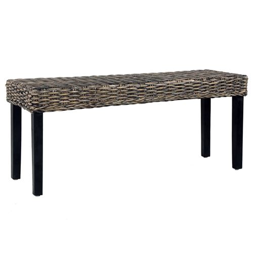 vidaXL Banc 110 cm Noir Rotin naturel kubu et bois de manguier massif