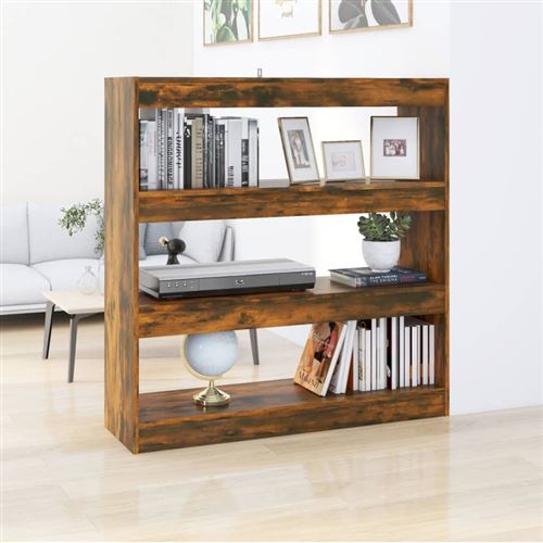 Non Communiqué Brun Bibliothèque Séparateur De Pièce Chêne Fumé 100X30x103 Cm