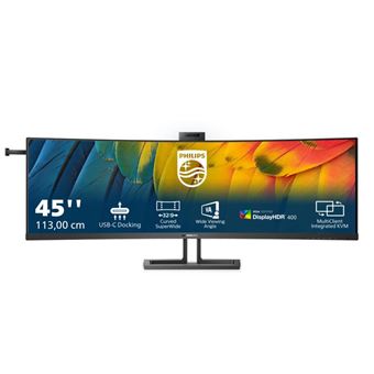 Philips 45B1U6900CH - 6000 Series - écran LED - incurvé - 45" (44.5" visualisable) - 5120 x 1440 Dual Quad HD @ 75 Hz - VA - 450 cd/m² - 3000:1 - DisplayHDR 400 - 4 ms - 2xHDMI, DisplayPort, 2xUSB-C - haut-parleurs - noir - 1
