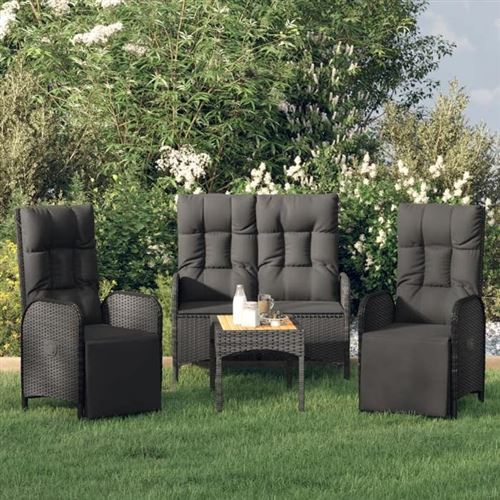 Non Communiqué Noir Vidaxl Ensemble À Manger De Jardin 4 Pcs Avec Coussins Ensemble De Salle À Manger, Ensemble De Salle À Manger 3185086