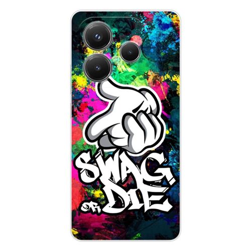 Coque en silicone imprimée compatible Xiaomi Redmi Note 14 5G Swag or die