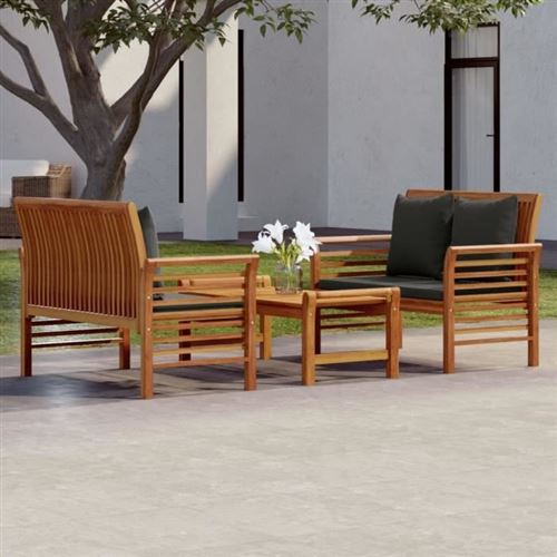 Non Communiqué Marron Salon De Jardin Vidaxl Bois 4 Personnes 3 Pieces