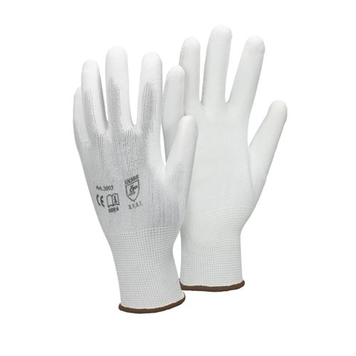 ECD Germany 1 paire de Gants de travail en PU, taille 9-L, couleur blanc, gants de