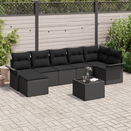 Non Communiqué Beige Ensemble De Canapé De Jardin 8 Pièces Avec Coussins Rattan Poly